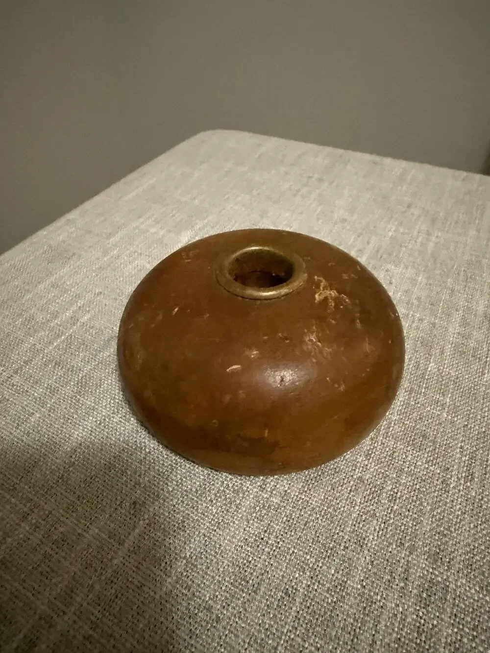Vintage Table Wood Candle Holder Gold Rim